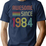 Awesome Since 1984 38 Years Old Birthday Retro T-shirt - Navy