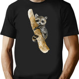 Baby Raccoon In A Tree Cute Design Watercolor T-Shirt - Black
