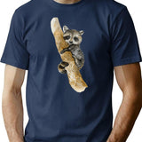 Baby Raccoon In A Tree Cute Design Watercolor T-Shirt - Navy