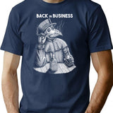 Back In Business Plague Doctor T-Shirt - Retro Graphic Tee for Men & Women - Navy
