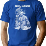 Back In Business Plague Doctor T-Shirt - Retro Graphic Tee for Men & Women - Blue