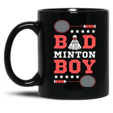Bad Boy Badminton Boy - Badminton Puns Man Player Sport Funny Shuttlecock Racket Black Coffee Mug, Gift Coffee Mug