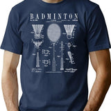Badminton Old Vintage Patent Drawing Print (1) T-Shirt - Navy