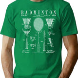Badminton Old Vintage Patent Drawing Print (1) T-Shirt - Green