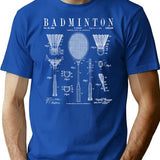Badminton Old Vintage Patent Drawing Print (1) T-Shirt - Blue