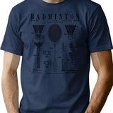 Badminton Old Vintage Patent Drawing Print T-Shirt - Navy