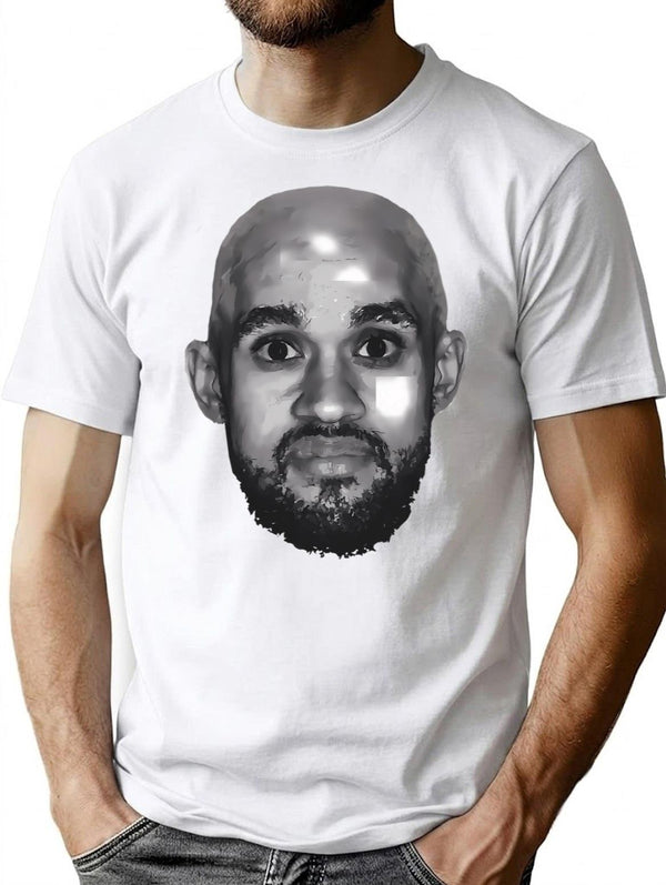 Bald Derrick White Funny Vintage Face T-Shirt - White