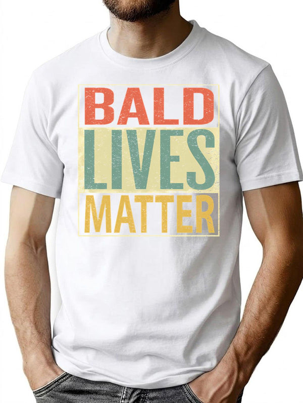 Bald Lives Matter Design Vintage Retro T-Shirt - White