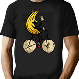 Banana Riding Bike Banana Cycling T-Shirt - Retro Graphic Tee for Men & Women - Black