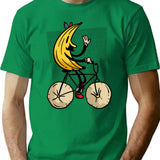 Banana Riding Bike Banana Cycling T-Shirt - Retro Graphic Tee for Men & Women - Green