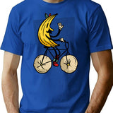 Banana Riding Bike Banana Cycling T-Shirt - Retro Graphic Tee for Men & Women - Blue