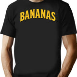Bananas Vintage Retro Distressed Font Bold Yellow Text Design T-Shirt - Black