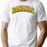Bananas Vintage Retro Distressed Font Bold Yellow Text Design T-Shirt - White