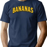 Bananas Vintage Retro Distressed Font Bold Yellow Text Design T-Shirt - Navy