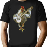 Banjo Playing Chicken T-Shirt - Retro Graphic Tee for Men & Women - Black