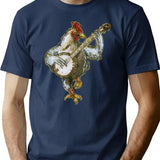 Banjo Playing Chicken T-Shirt - Retro Graphic Tee for Men & Women - Navy