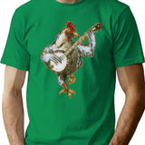 Banjo Playing Chicken T-Shirt - Retro Graphic Tee for Men & Women - Green