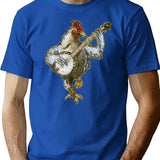 Banjo Playing Chicken T-Shirt - Retro Graphic Tee for Men & Women - Blue