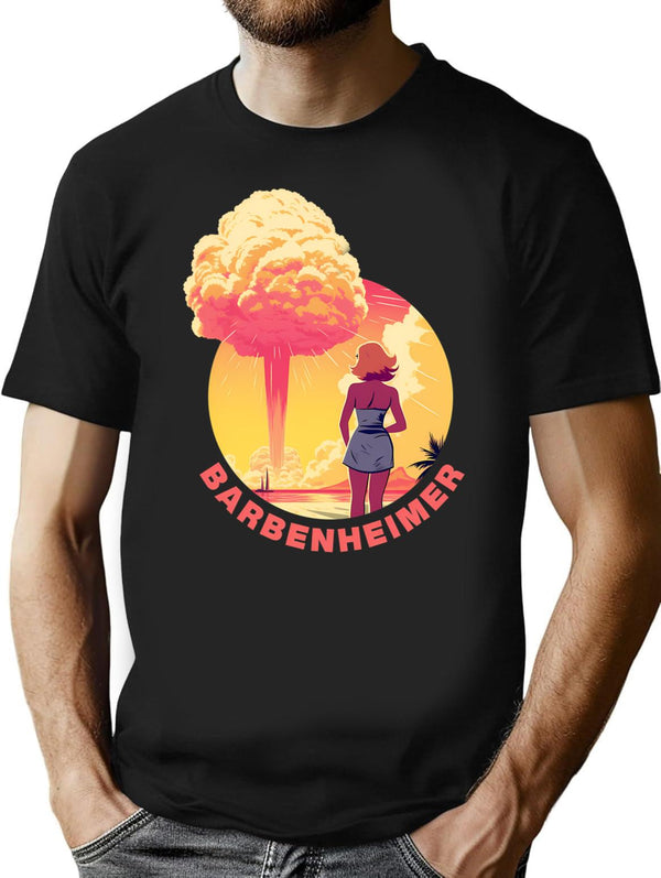 Barbenheimer 2023 (2) T-Shirt - Retro Graphic Tee for Men & Women - Black