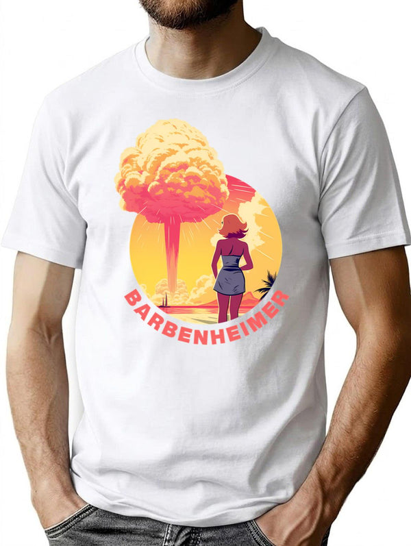 Barbenheimer 2023 (2) T-Shirt - Retro Graphic Tee for Men & Women - White