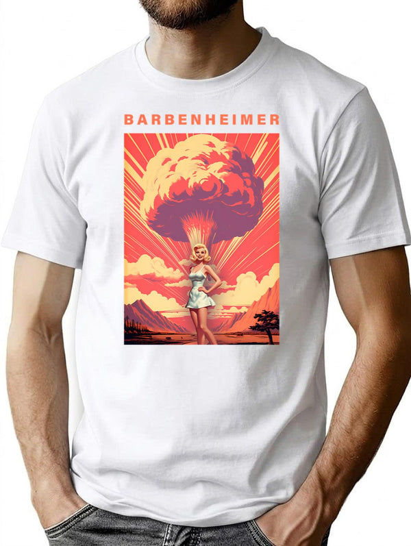 Barbenheimer 2023 (3) T-Shirt - Retro Graphic Tee for Men & Women - White