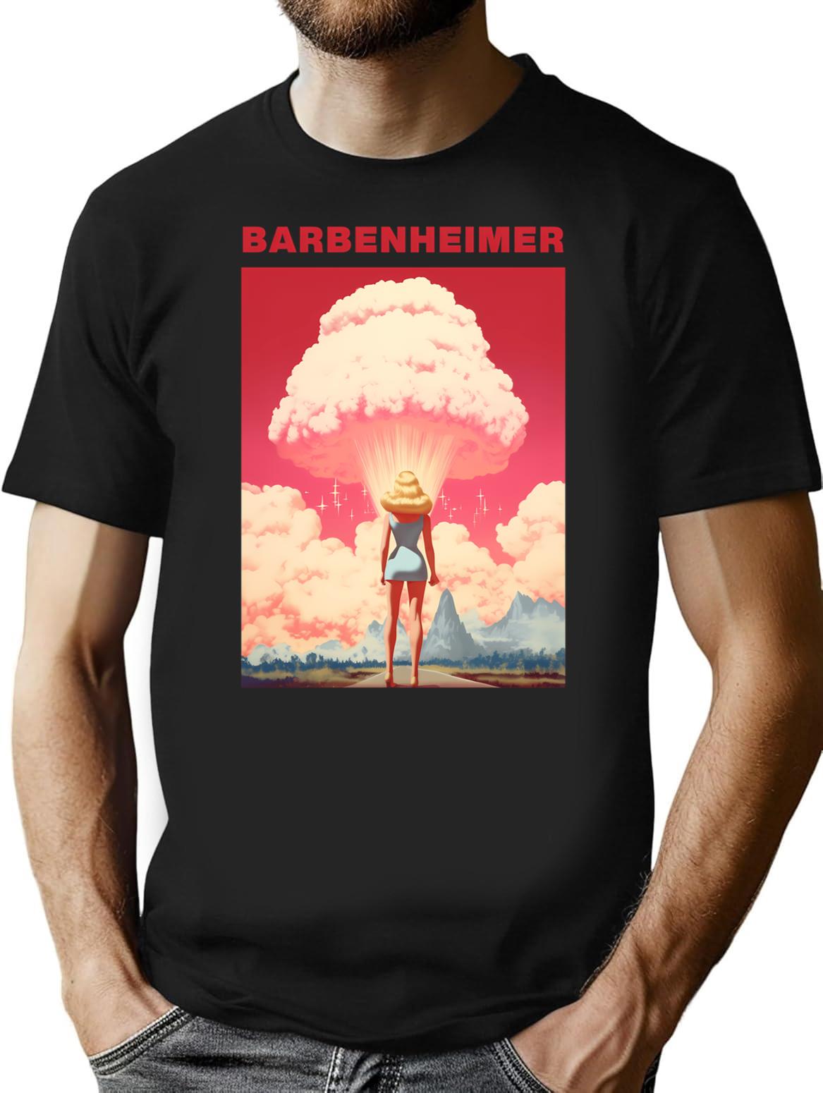 Barbenheimer 2023 T-Shirt - Retro Graphic Tee for Men & Women - Black