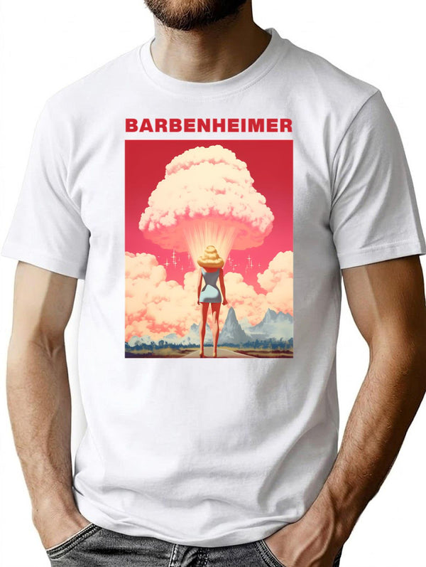 Barbenheimer 2023 T-Shirt - Retro Graphic Tee for Men & Women - White