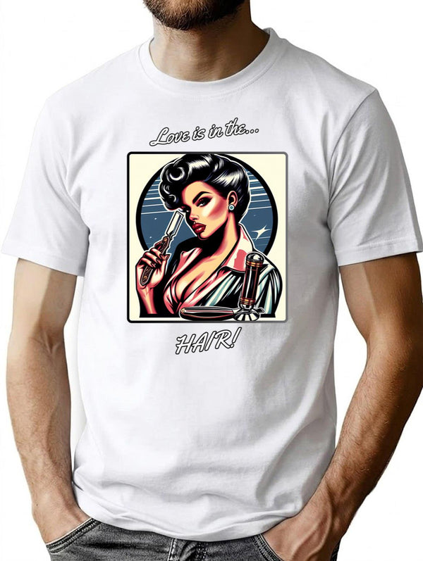 Barber Girl No.5 - Love Is In The Hair T-Shirt - White