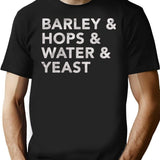 Barley Hops Water Yeast T-Shirt - Retro Graphic Tee for Men & Women - Black