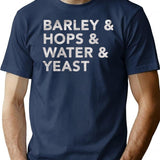 Barley Hops Water Yeast T-Shirt - Retro Graphic Tee for Men & Women - Navy