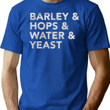 Barley Hops Water Yeast T-Shirt - Retro Graphic Tee for Men & Women - Blue
