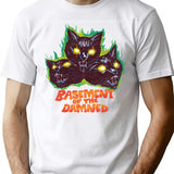 Basement Of The Damned T-Shirt - Retro Graphic Tee for Men & Women - White
