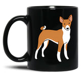 Basenji Dog Cute Illustration Black Coffee Mug, Gift Coffee Mug