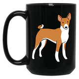 Basenji Dog Cute Illustration Black Coffee Mug, Gift Coffee Mug