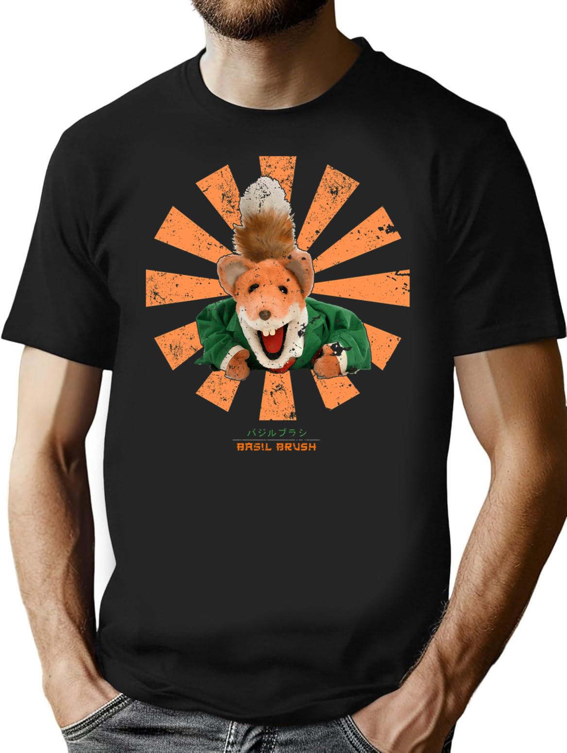 Basil Brush Retro Japanese T-Shirt - Black
