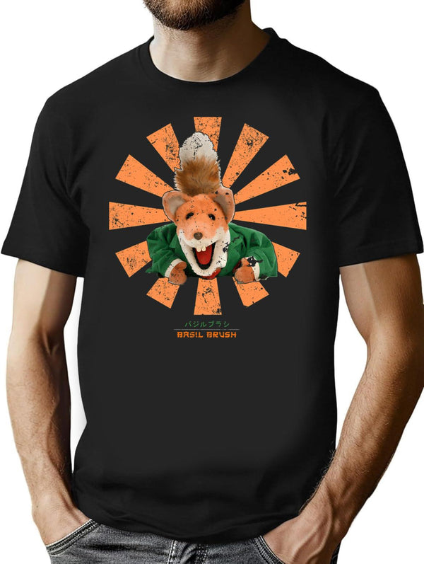 Basil Brush Retro Japanese T-Shirt - Black