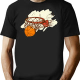 Basketball Background T-Shirt - Retro Graphic Tee for Men & Women - Black