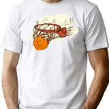 Basketball Background T-Shirt - Retro Graphic Tee for Men & Women - White
