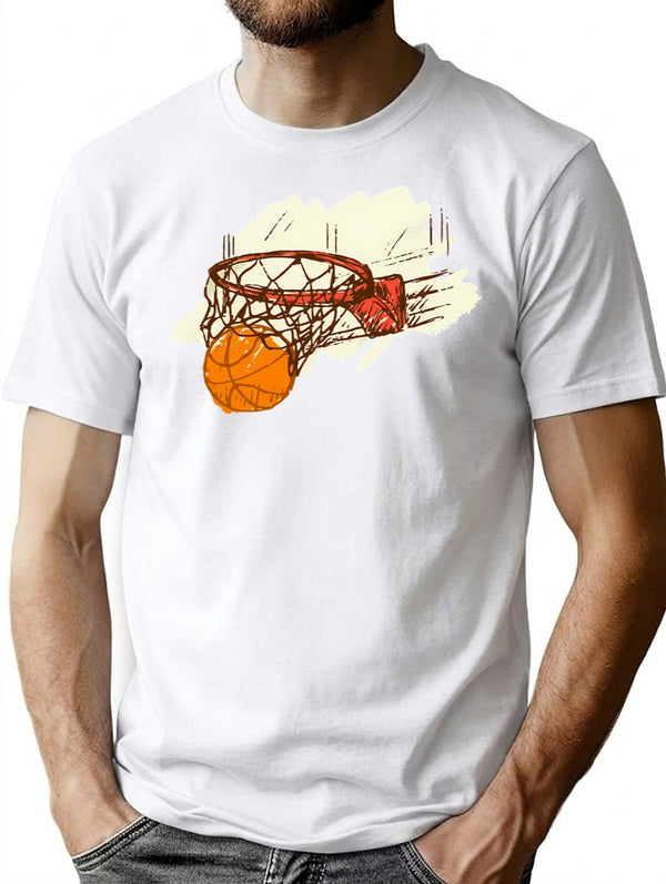 Basketball Background T-Shirt - Retro Graphic Tee for Men & Women - White