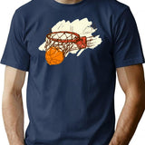 Basketball Background T-Shirt - Retro Graphic Tee for Men & Women - Navy