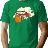 Basketball Background T-Shirt - Retro Graphic Tee for Men & Women - Green