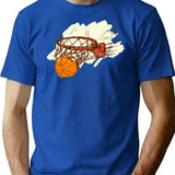 Basketball Background T-Shirt - Retro Graphic Tee for Men & Women - Blue