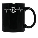 Basketball Heartbeat Cool Funny Basketball Lover Black Coffee Mug, Gift Coffee Mug - Black