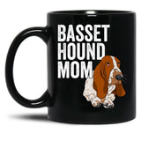 Basset Hound Mom Black Coffee Mug, Gift Coffee Mug