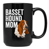 Basset Hound Mom Black Coffee Mug, Gift Coffee Mug - Black