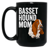 Basset Hound Mom Black Coffee Mug, Gift Coffee Mug