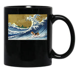 Basset Hound Surfing Black Coffee Mug, Gift Coffee Mug - Black