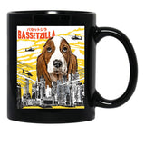 Bassetzilla Funny Dog T-Shirt - Gift For Basset Dog Lovers Black Coffee Mug, Gift Coffee Mug - Black