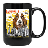 Bassetzilla Funny Dog T-Shirt - Gift For Basset Dog Lovers Black Coffee Mug, Gift Coffee Mug - Black