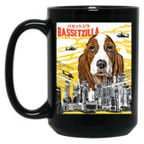 Bassetzilla Funny Dog T-Shirt - Gift For Basset Dog Lovers Black Coffee Mug, Gift Coffee Mug